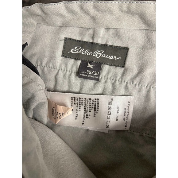 Eddie Bauer Grey Chinos Khakis Mens 36x30 100% Cotton - Picture 6 of 13